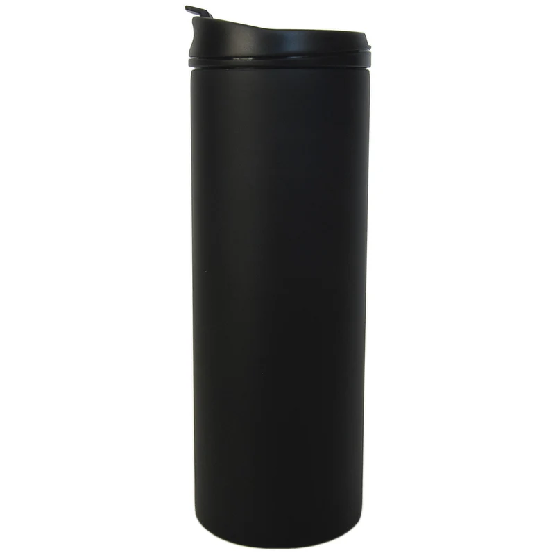 Double wall Vacuum Flask for liquids 400ml. Black Stainless steel & anti-drip cap