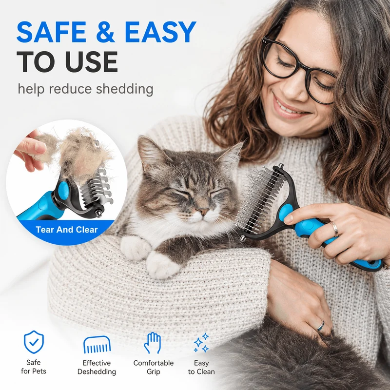 Dog Grooming Comb – Shedding & Detangling Tool