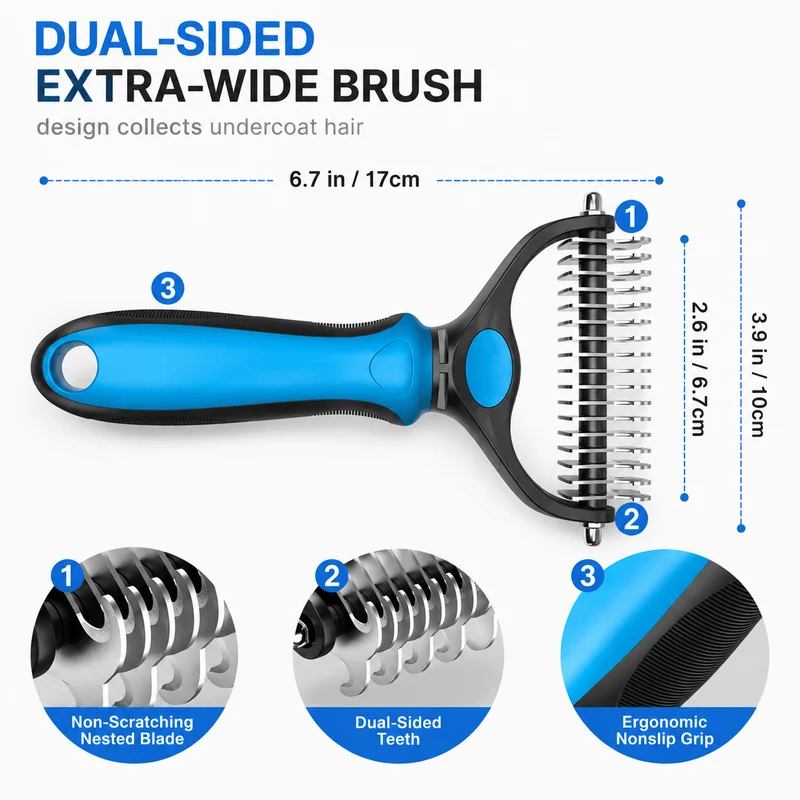 Dog Grooming Comb – Shedding & Detangling Tool