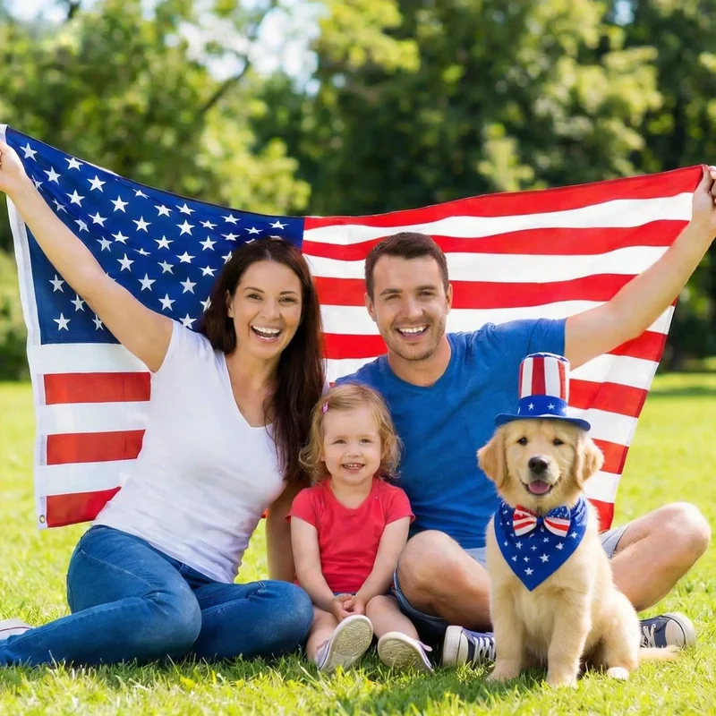 Patriotic USA Pet Hat & Bow Tie Set