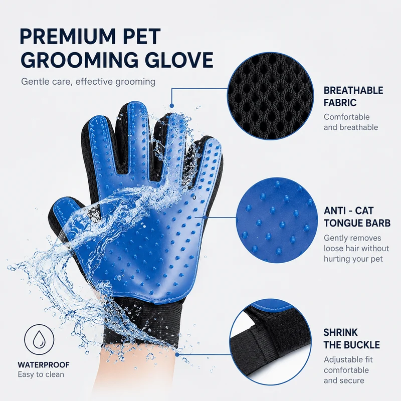 Pet Hair Remover Glove - 1 Pair