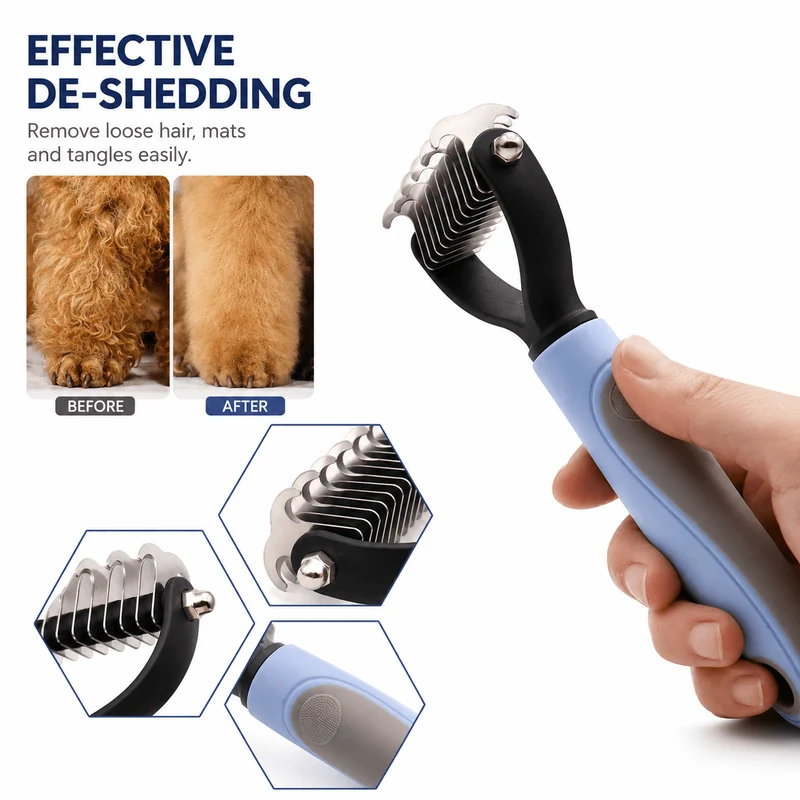 2-Pack Dog Grooming Comb Set – Large & Small Shedding & Detangling Tools