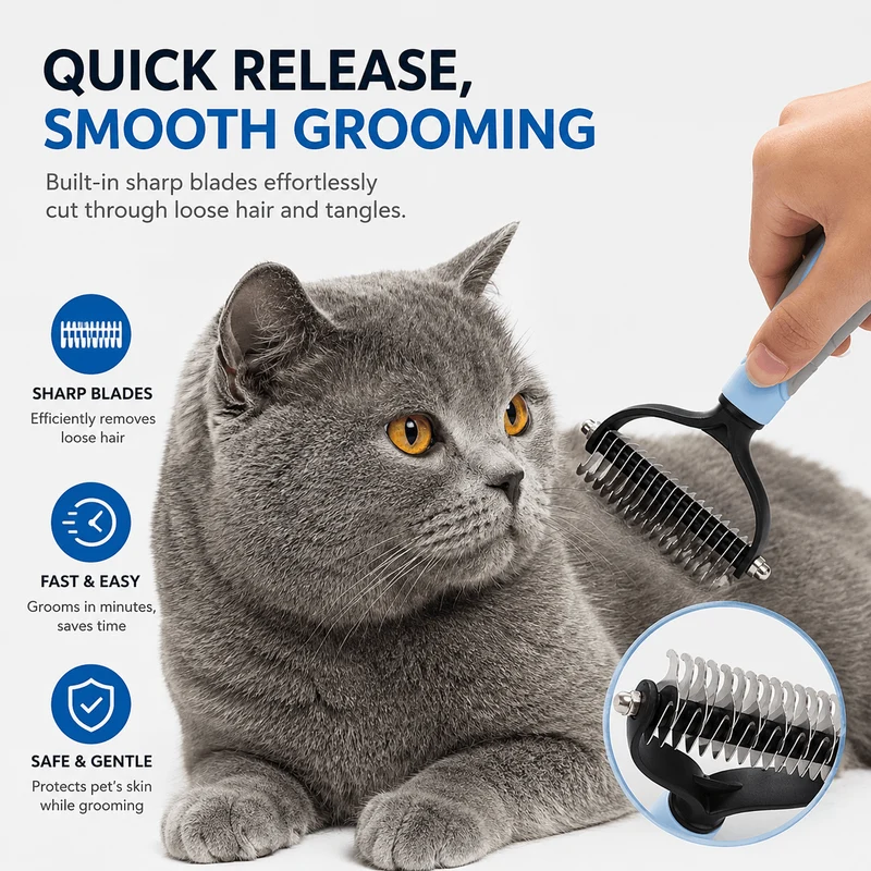 2-Pack Dog Grooming Comb Set – Large & Small Shedding & Detangling Tools
