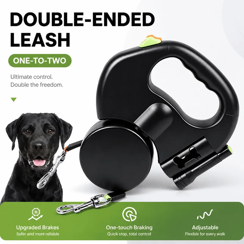 Tangle-Free Two-in-One Retractable Dog Leash