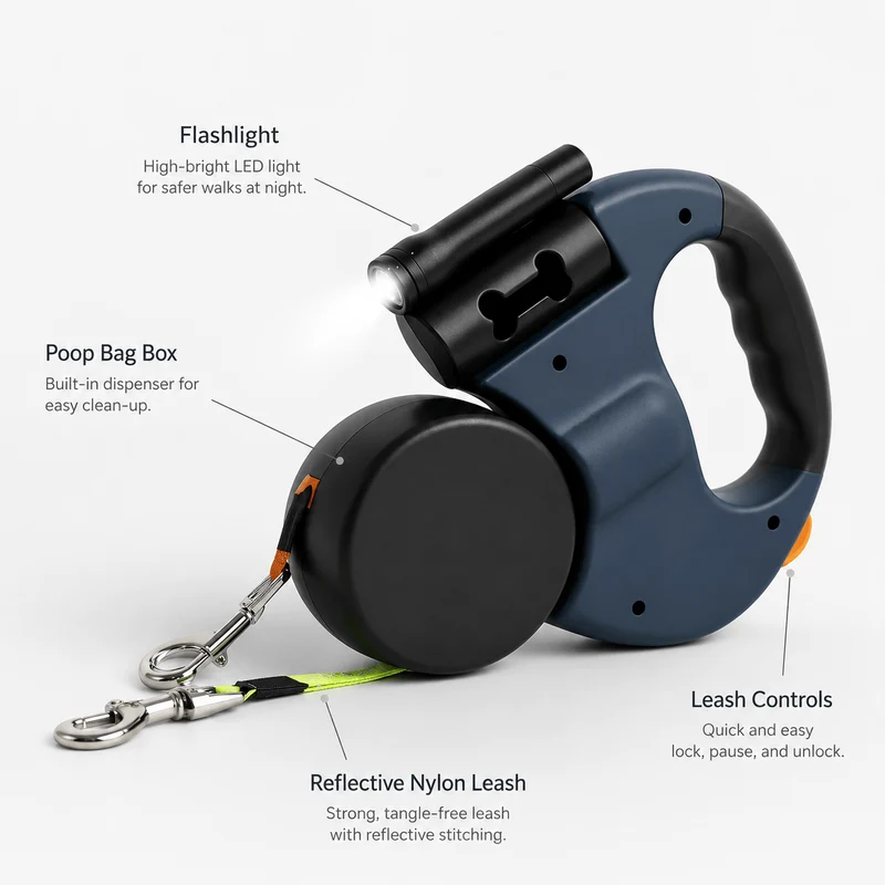 Tangle-Free Two-in-One Retractable Dog Leash