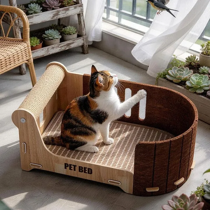 CAT SCRATCHING LOUNGE BED