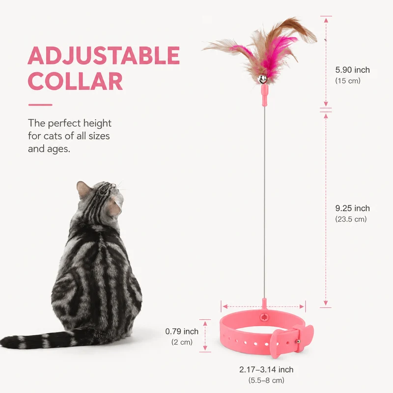 Hands-Free Collar Feather Cat Teaser