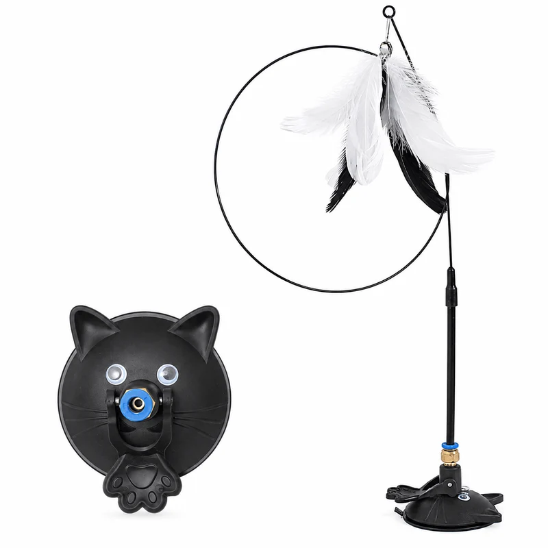 Interactive Feather Cat Wand Toy with Suction Cup