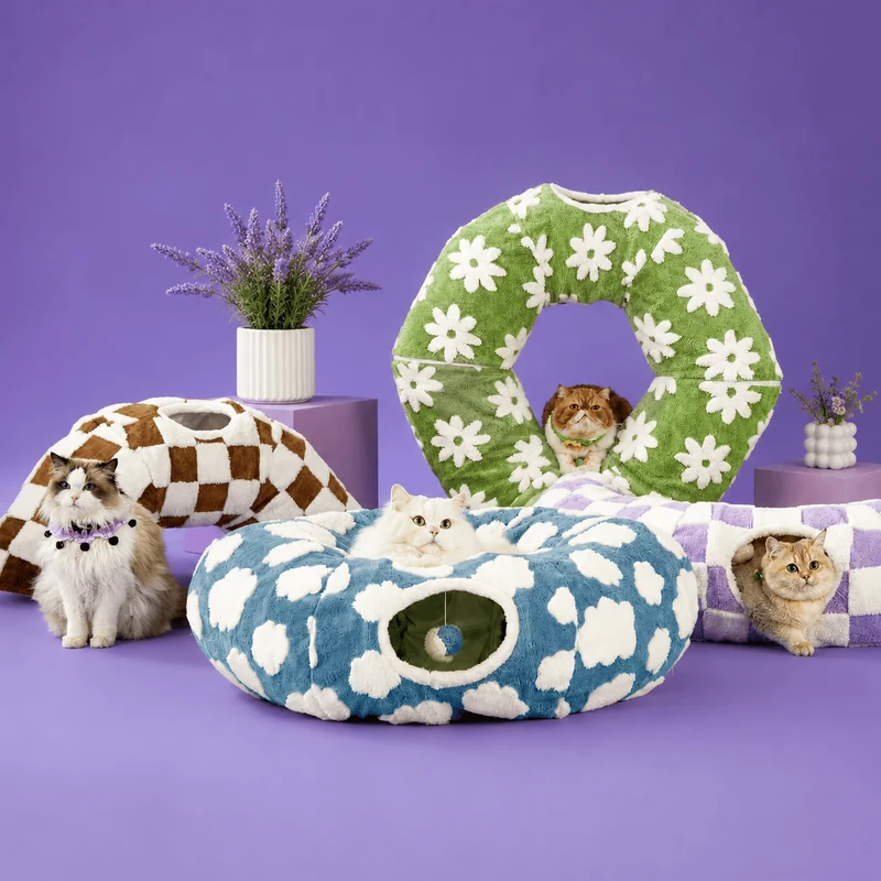 Washable Cat Tunnel Bed For Dogs & Cats