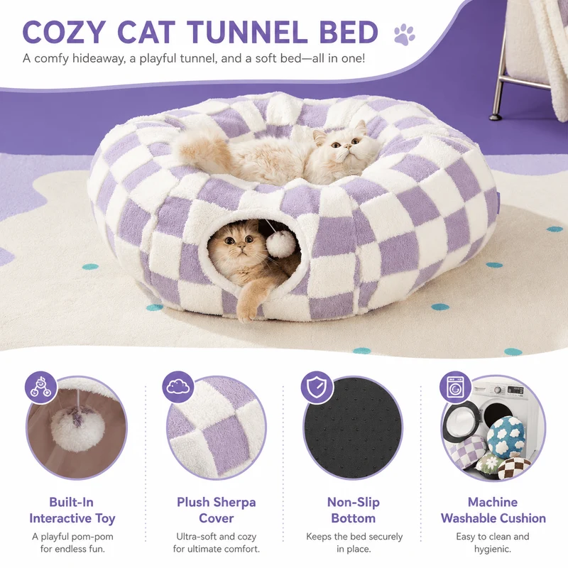 Washable Cat Tunnel Bed For Dogs & Cats