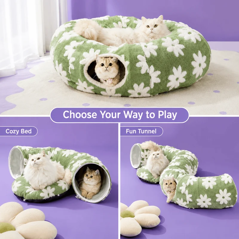 Washable Cat Tunnel Bed For Dogs & Cats