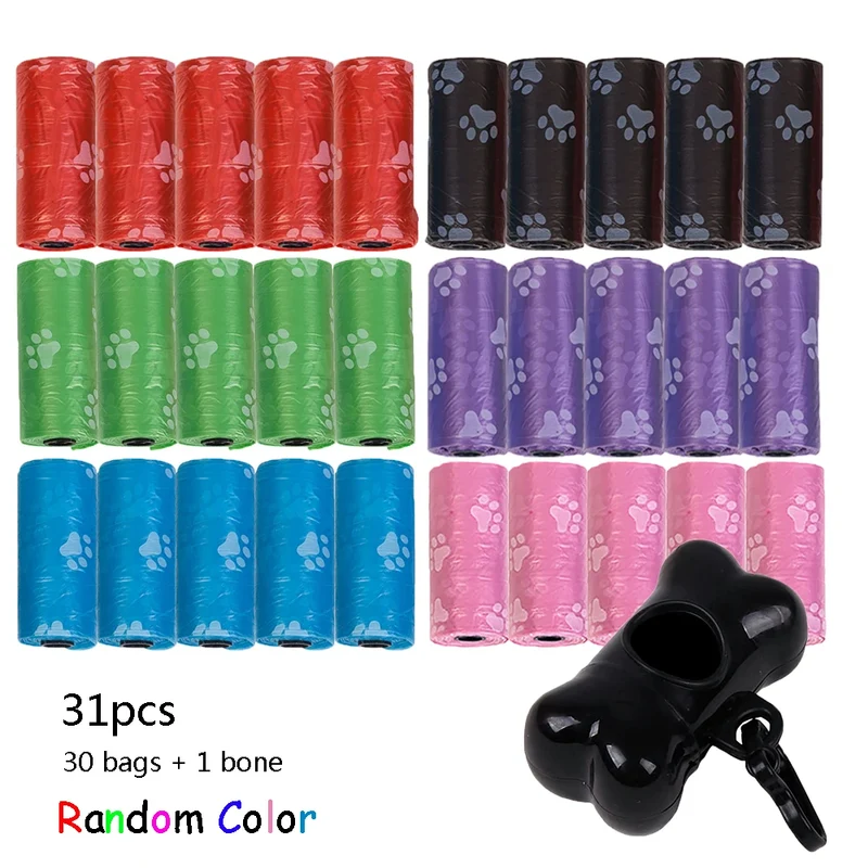 30Rolls Dog Poop Bags with Dispenser and Leash Clip Disposable Puppy Pooper Scooper Bag Small Rolls Outdoor Clean Pets Supplies
