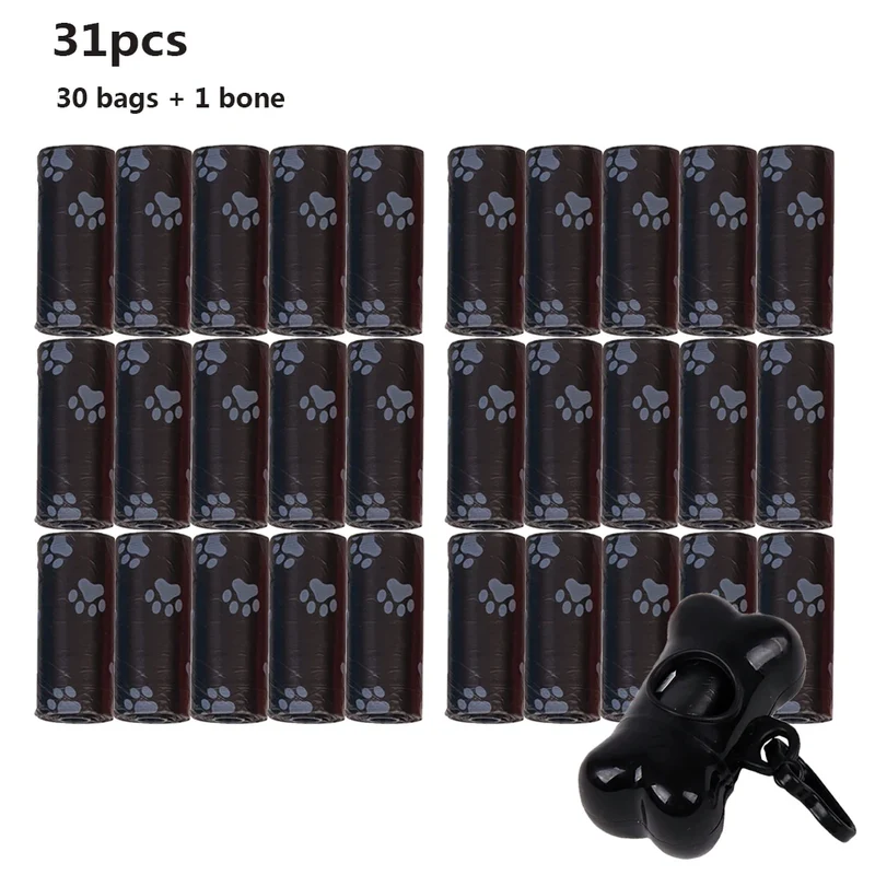 30Rolls Dog Poop Bags with Dispenser and Leash Clip Disposable Puppy Pooper Scooper Bag Small Rolls Outdoor Clean Pets Supplies
