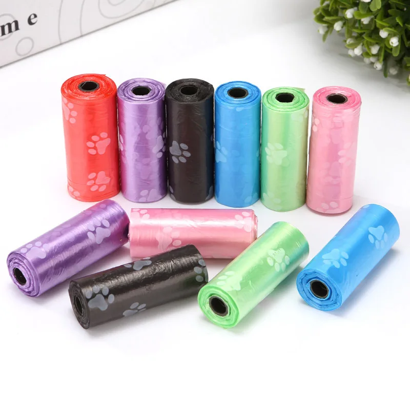 Printed Pet Waste Bag 15pcs/Roll Dog Cleaning Convenient Pooper Scooper Pick Up Bag Small Rolls Outdoor Clean Pets Supplies