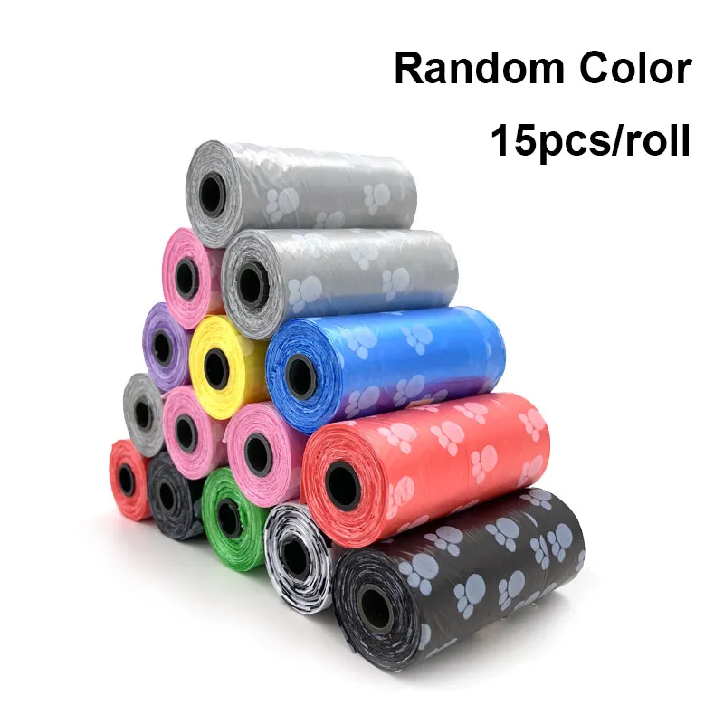 Printed Pet Waste Bag 15pcs/Roll Dog Cleaning Convenient Pooper Scooper Pick Up Bag Small Rolls Outdoor Clean Pets Supplies