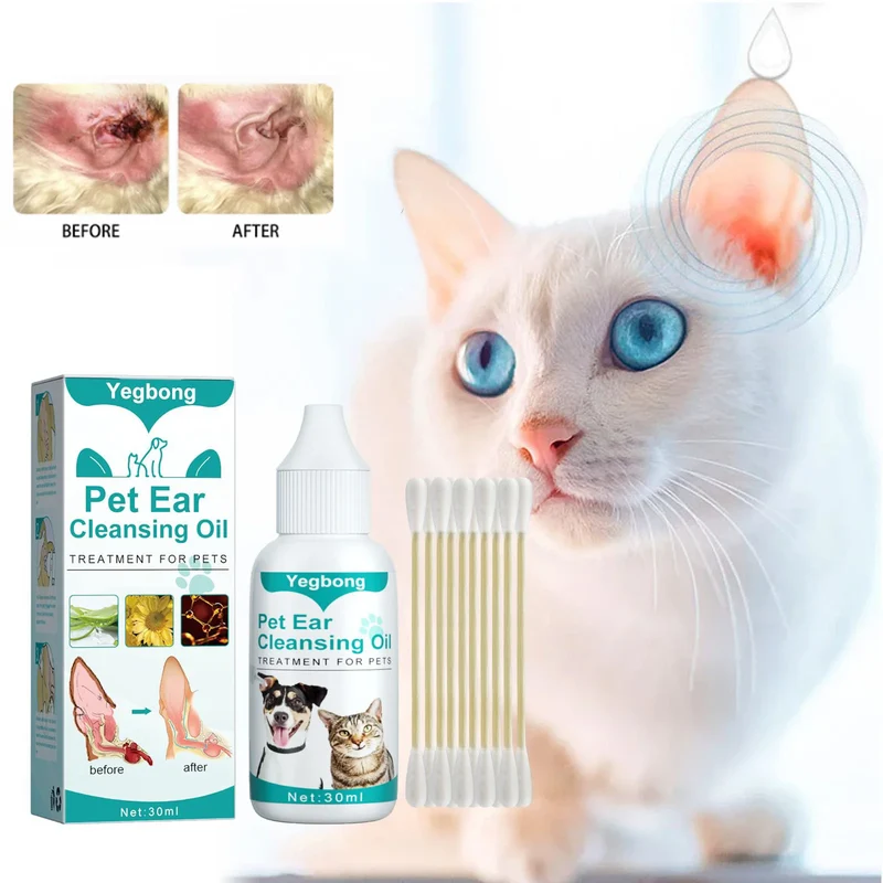 Pet Ear Cleaner Mites Control Relieve Itching Against Puppy Infection Remove Cat Ear Mite Odor Mild Wash Dog Ear Cleaning Liquid
