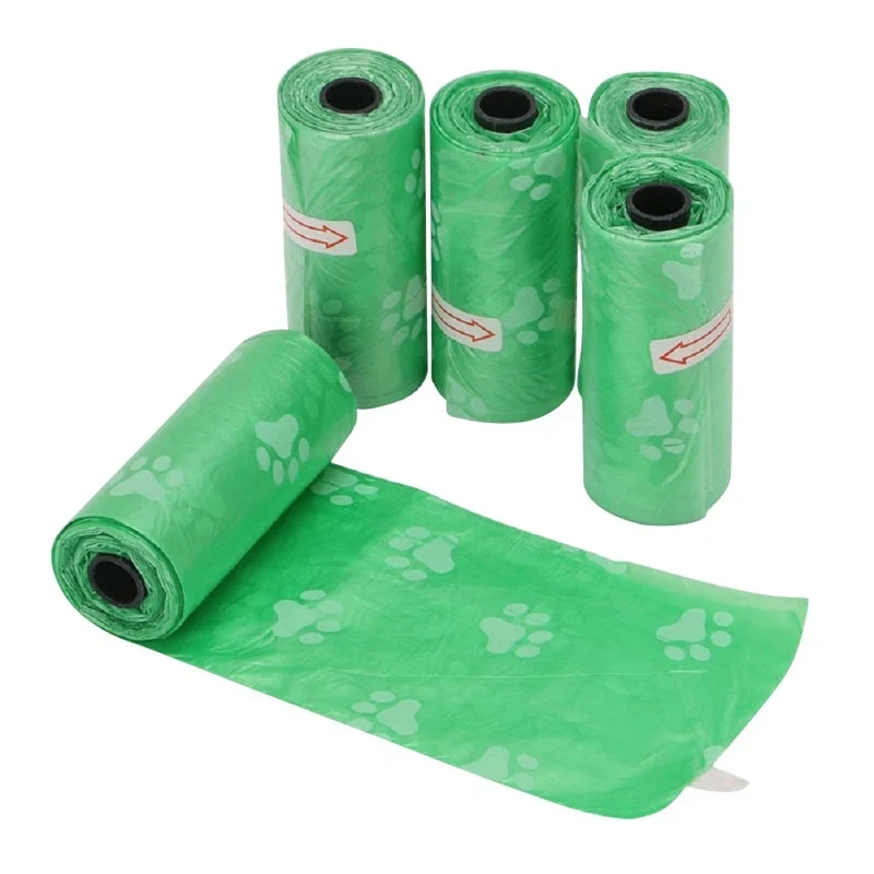 5 Roll Biodegradable Pet Dog Poop Bag Zero Waste Dog Pooper Bags Dispenser Pets Disposable Products For Dogs Litter Poop Bag
