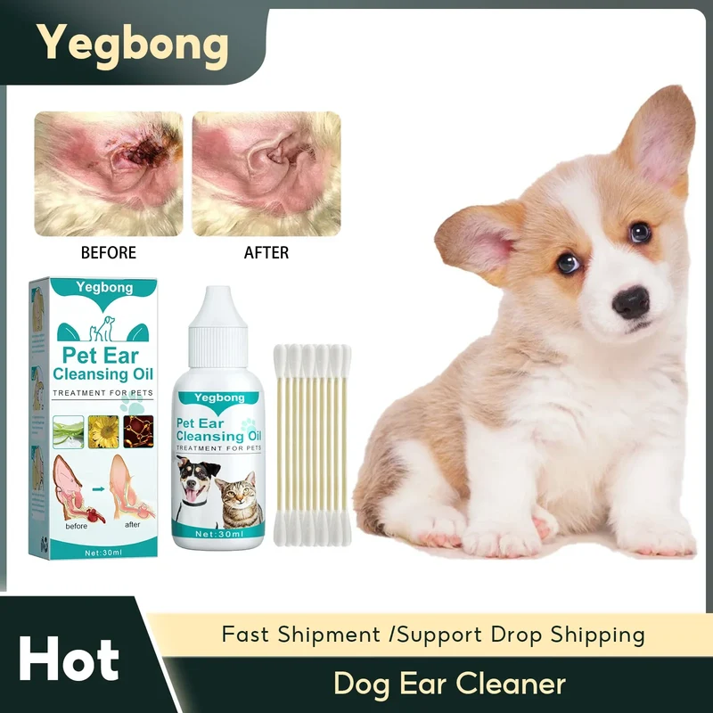Pet Ear Cleaner Puppy Ears Mite Removal Dog Cat Clean Earwax Deodorant Infection Control Prevent Itching Soothing Dog Ear Drops