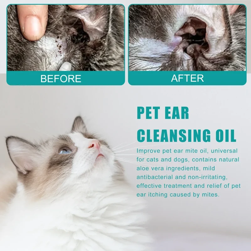 Pet Ear Cleaner Puppy Ears Mite Removal Dog Cat Clean Earwax Deodorant Infection Control Prevent Itching Soothing Dog Ear Drops