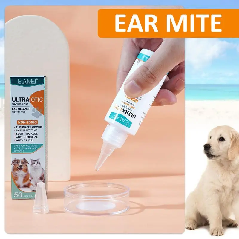 Pet Ear Drops Cat And Dog Ear Cleaner For Infectiones Control Yeast Mites Removes Ear Mites And Ear Wax Relieves Itching 50ml