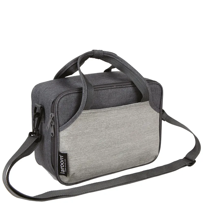 Lunch Bag urban 7L with thermal insulation, 2 extra pockets & shoulder strap Gray -food container included-