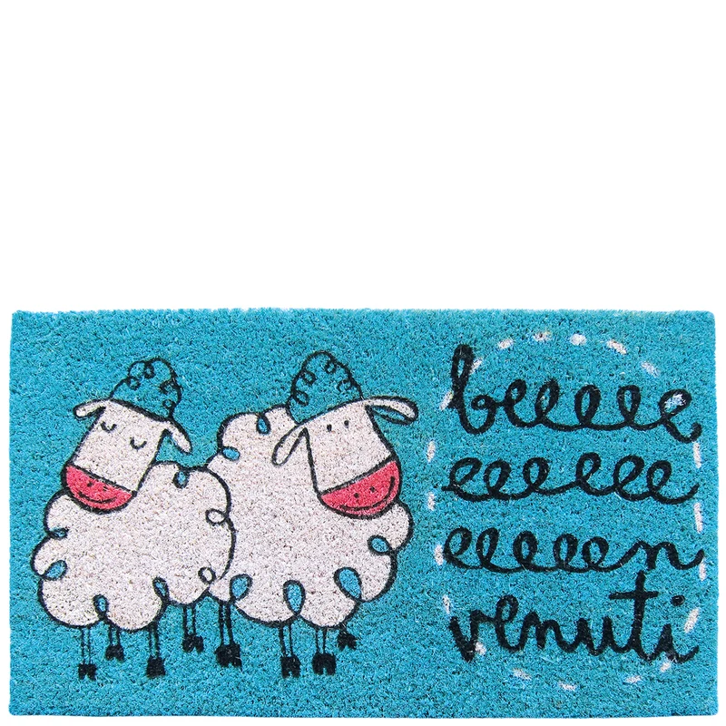 Doormat "beeeeenvenuti" blue