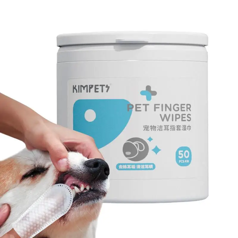 Dog Teeth Cleaning Finger Wipes Disposable Finger Wet Wipes Super Soft Oral Care Toothbrushes 50Pcs Dog Ear Wipes Pet Supplies