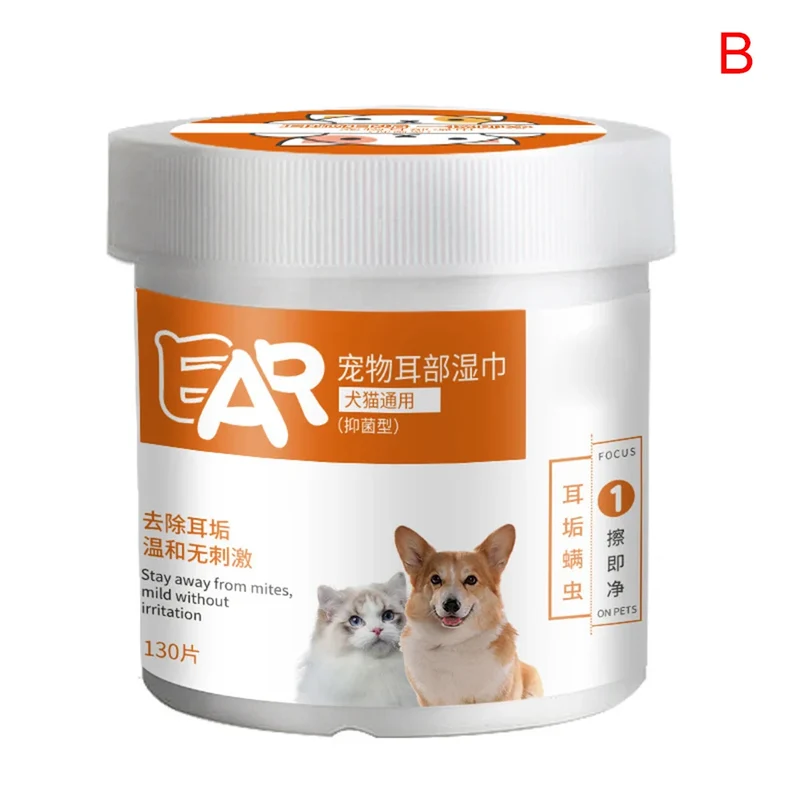 1 Box 130 Count Pet Cat Dog Wet Wipes Eye/Ear Stain Cleaning Portable Wet Towels Supplies CLH@8