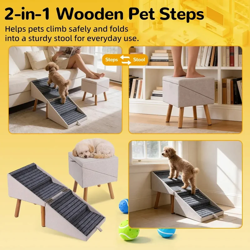 Dog Stairs Ramp – Convertible Ottoman for Small & Senior Dogs