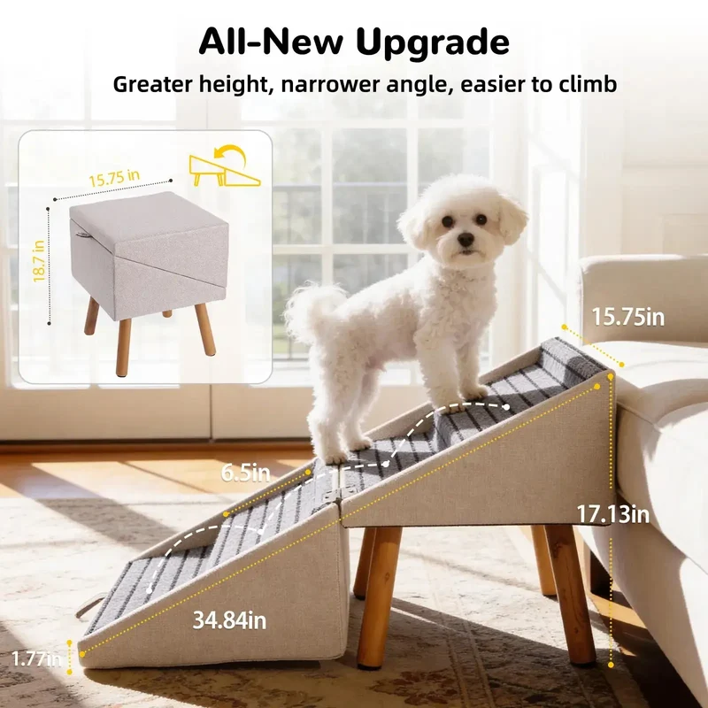 Dog Stairs Ramp – Convertible Ottoman for Small & Senior Dogs