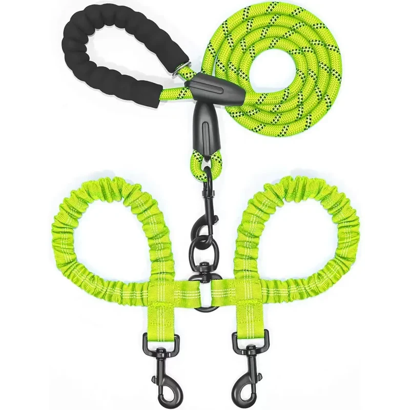 Dual Dog Leash – No-Tangle 360° Swivel Bungee Leash for Two Dogs