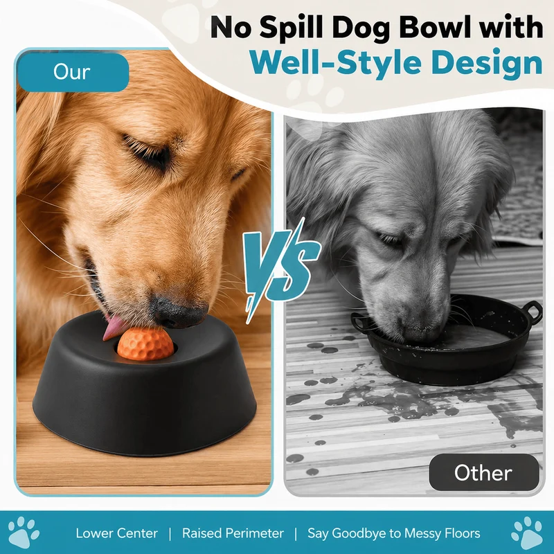 Slow Feeder Dog Bowl – No Spill & Non-Slip
