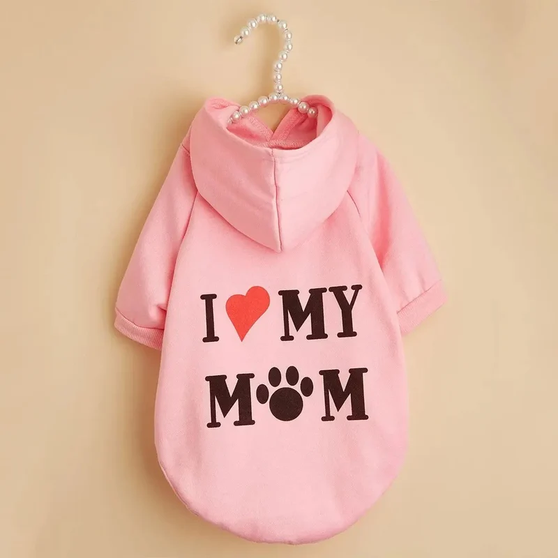 Cute Pet Hoodie – "I Love My Mom” Dog & Cat Apparel