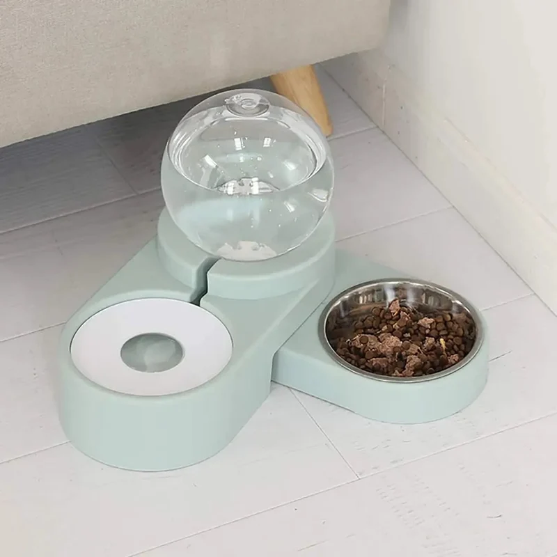 Dog & Cat Feeder – Large Auto Water Fountain with Food Bowl