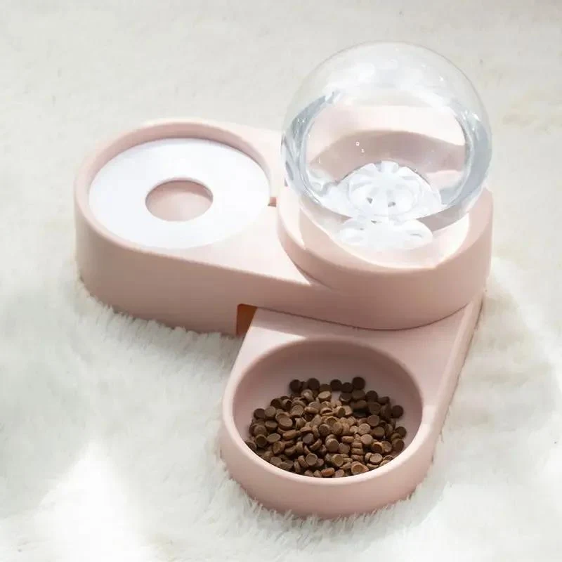 Dog & Cat Feeder – Large Auto Water Fountain with Food Bowl