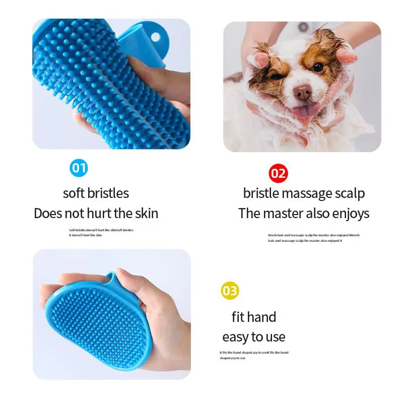 Dog & Cat Bath Brush – Soft Rubber Grooming Comb