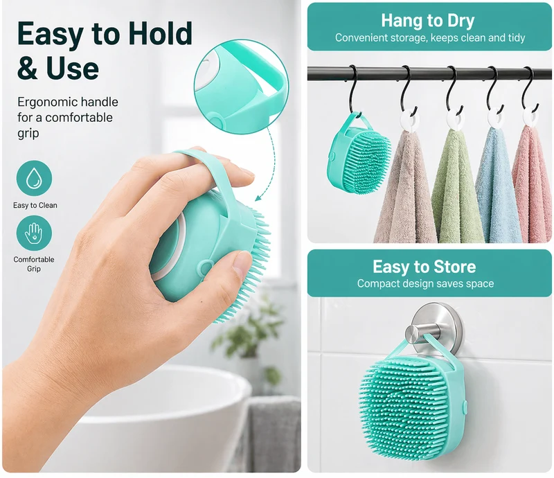Dog Bath Brush – Silicone Shampoo Brush for Grooming