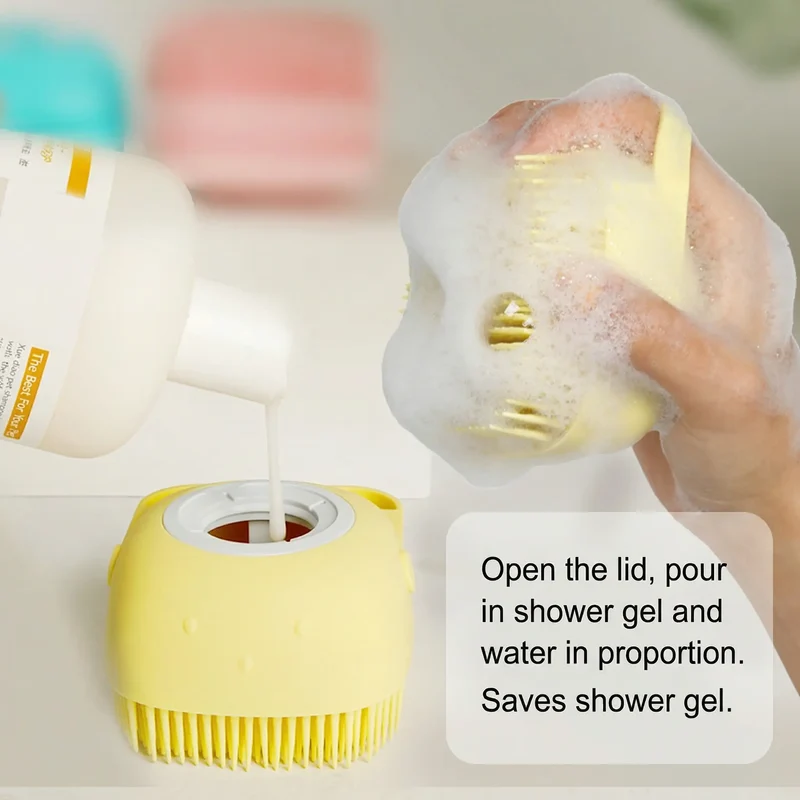 Dog Bath Brush – Silicone Shampoo Brush for Grooming