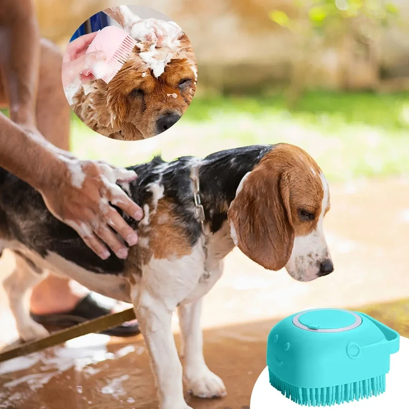 Dog Bath Brush – Silicone Shampoo Brush for Grooming