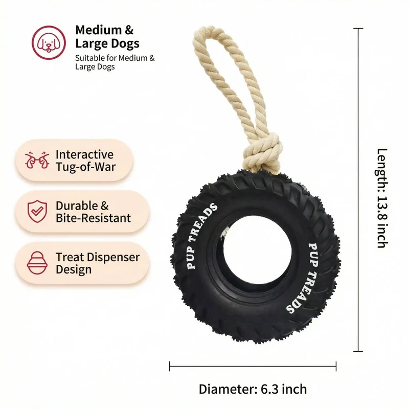 Dog Chew Tire – Tough Rubber Toy for Play & IQ Training