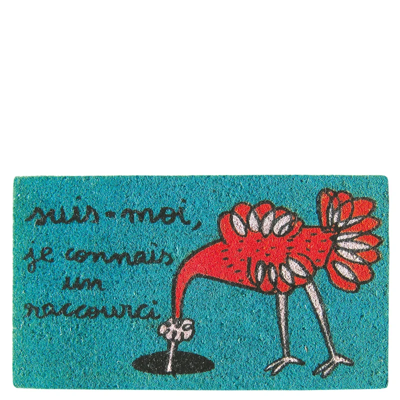 Doormat "suis-moi, je connais un raccourci" blue