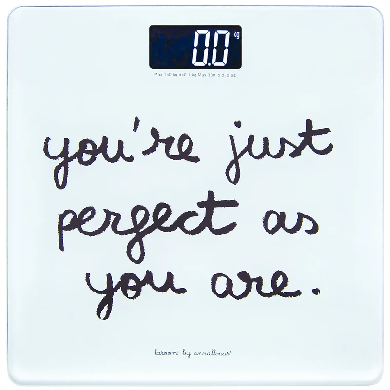 Bath Scale "you are perfect" white with white back-lit LCD and lithium battery