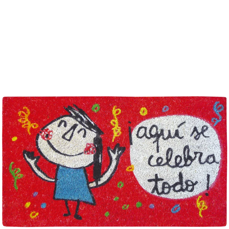 Doormat "¡ aquí se celebra todo !" red