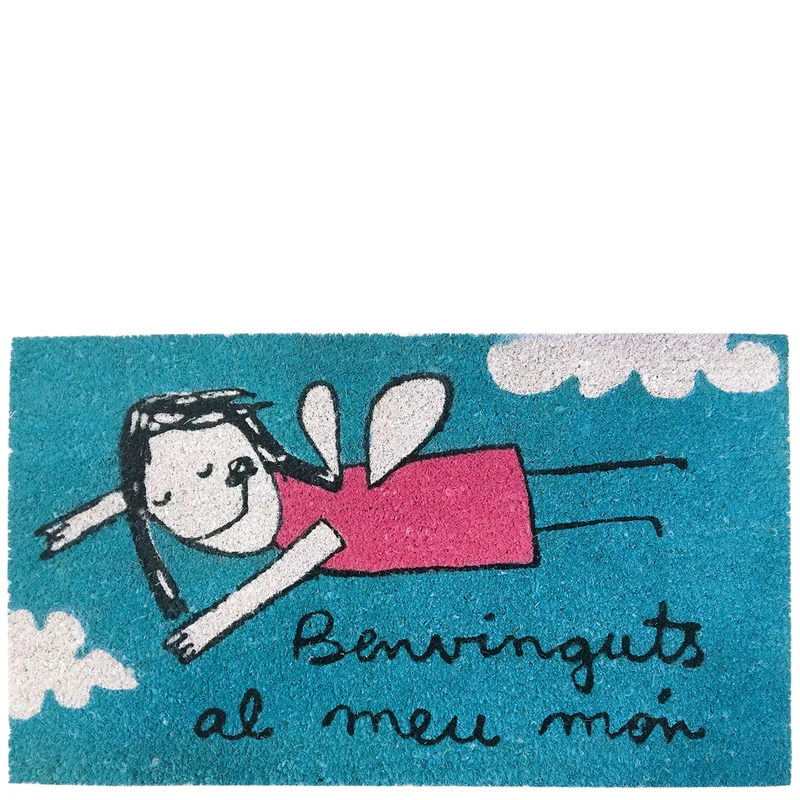 Doormat "benvinguts al meu món" turquoise