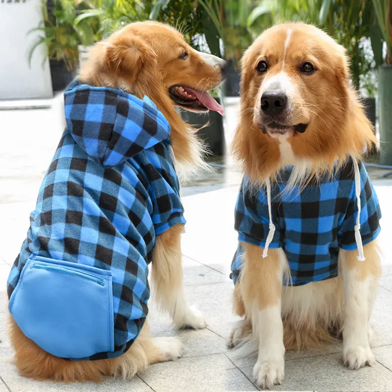Pet Sweatshirt – Plaid Hoodie with Pocket for Dogs & Cats