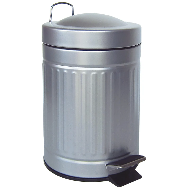Bathroom pedal Bin mat silver 3L. (removable liner)