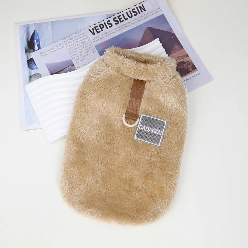 Pet Autumn And Winter Fleece Clothes Dog Cat Warm Coat Solid Color Fleece Sweatshirt For Small Medium Dogs Teddy Bichon Pullover