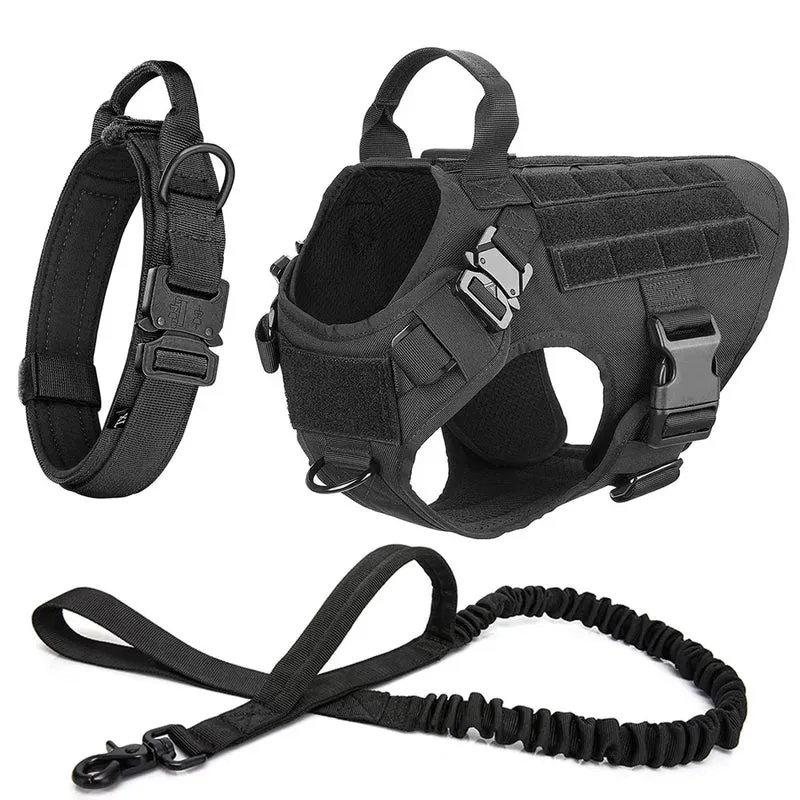 Large Dog Collar Military Dog Harness And Leash Set Pet Training Vest Tactical German Shepherd K9 Harnesses For Small Dogs
