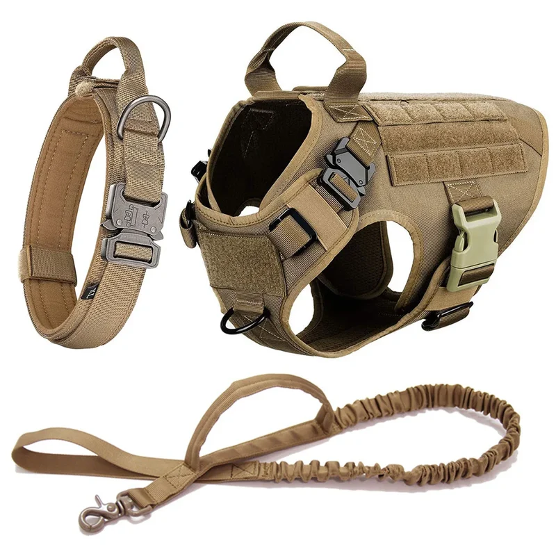 Large Dog Collar Military Dog Harness And Leash Set Pet Training Vest Tactical German Shepherd K9 Harnesses For Small Dogs