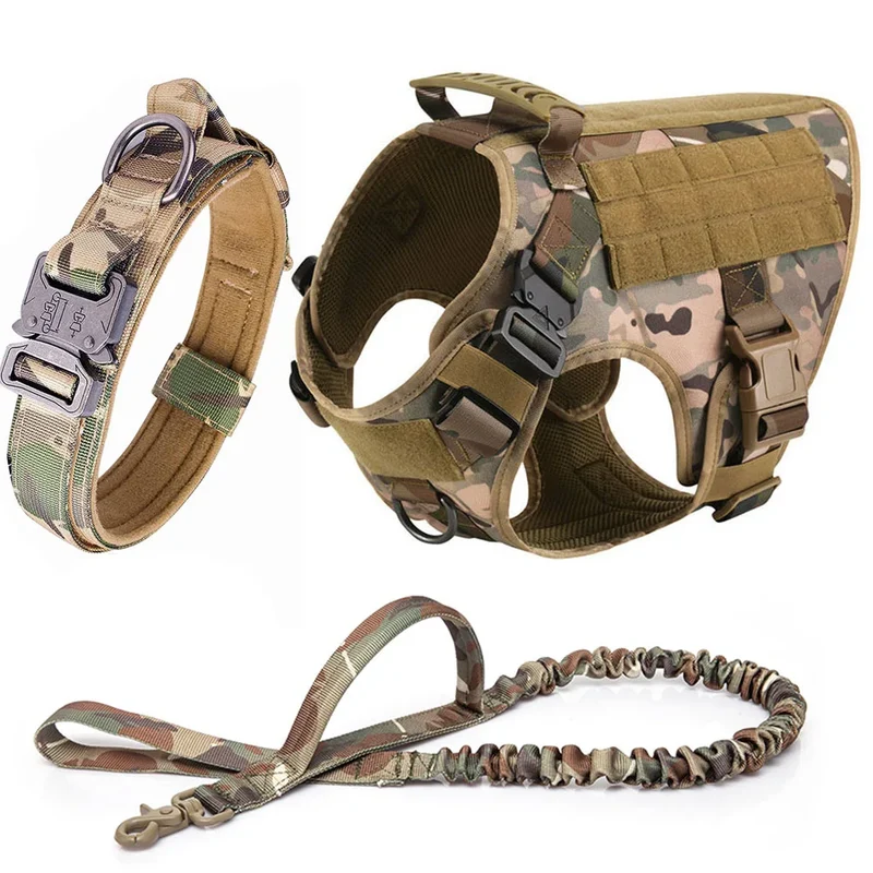 Large Dog Collar Military Dog Harness And Leash Set Pet Training Vest Tactical German Shepherd K9 Harnesses For Small Dogs